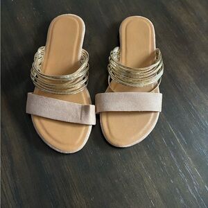 Elegant Gold and Tan Women's Sandals
